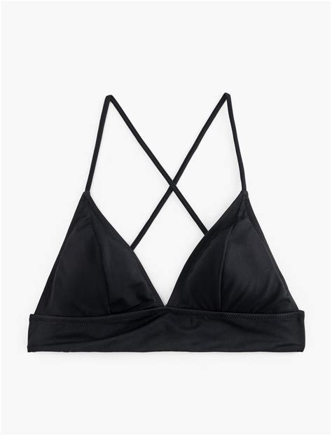 Siyah Kadın Arkası Çapraz Askılı Üçgen Bralet Bikini 5SAK10005MM Koton