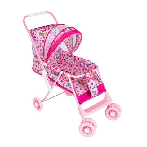 Carrinho De Boneca Luxo - Carrinho de Boneca Luxo Reclinável - Rosa - MeP Kids