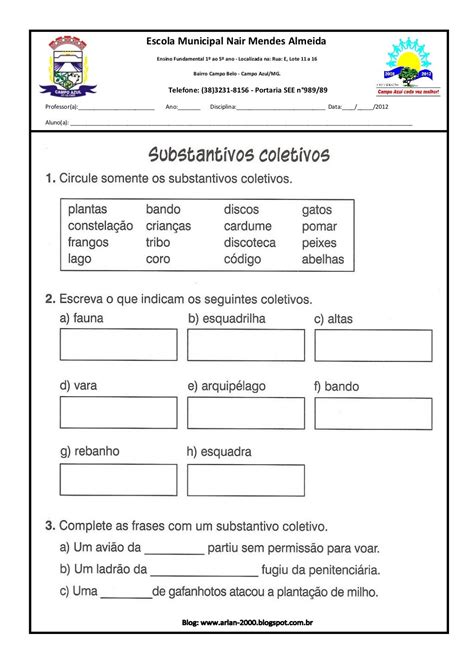 Classificação Dos Substantivos 4 Ano - 7