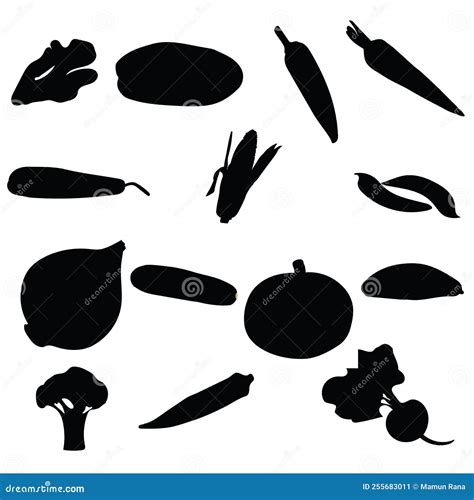 Vegetable Silhouette Art Work Stock Vector Illustration Of Drawing