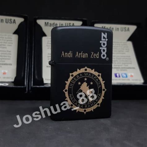 Jual Zippo Custom Korek Api Ukir Logo Indera Waspada Reskrim Black