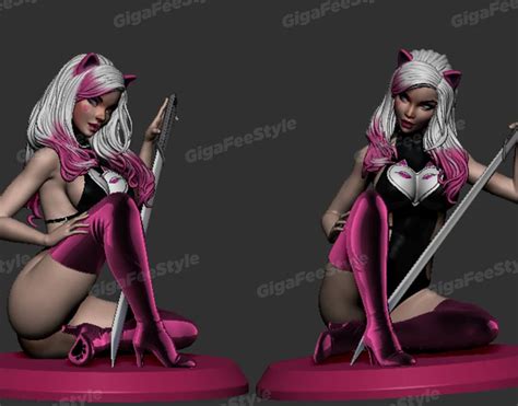Sexy Miss Meow D Printer Stl Files Nsfw Naked Figure Stand Statue D Print D Paint D Model