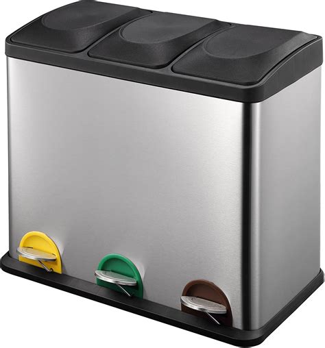 3 in 1 Stainless Steel and Plastic Separate Recycle Pedal Waste Bin