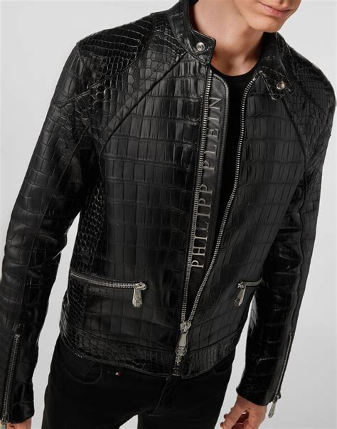 Leather Crocodile Jacket Luxury Philipp Plein