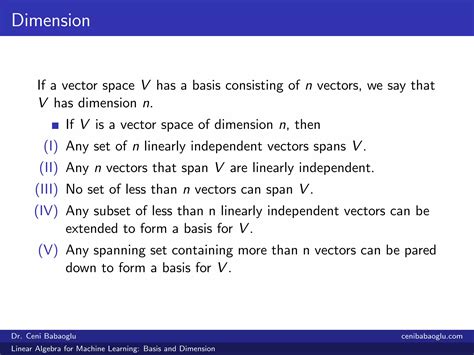 Linear Algebra For Machine Learning Basis And Dimension Ppt