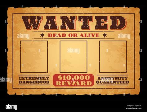 Western Wanted Banner With Reward Dead Or Alive Vintage Poster Vector