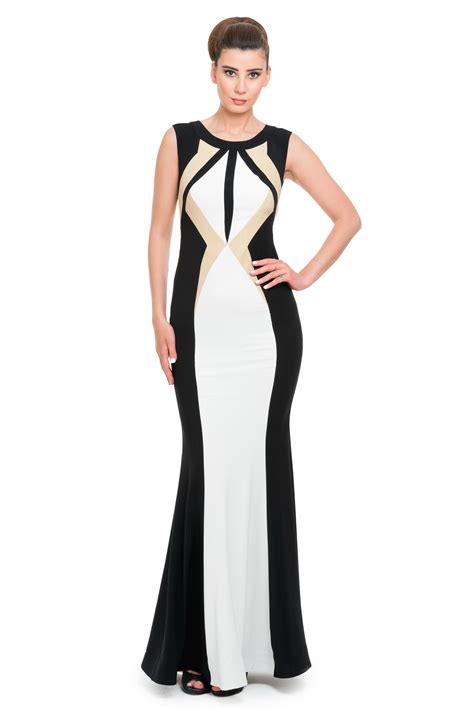 Long Black-White Prom Dress F2541 | Abiyefon.com