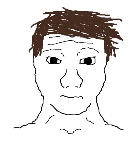 Front Facing Wojak With Brown Hair Or 25 Year Old Loner Wojak In Better