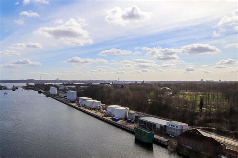 Premium Photo | Different views at kiel canal from the big kiel canal bridge in northern germany