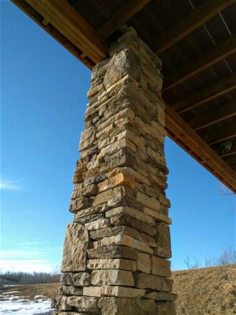 Custom Faux Stone Columns Pillars For Deck Support Dry Stacked