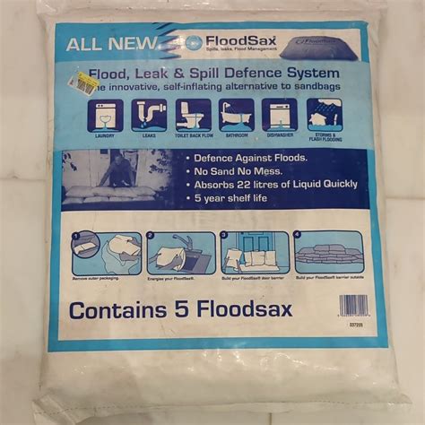 5 Pack Floodsax Self Inflating Sandless Sandbags Water Absorbent Pads