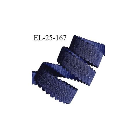 Elastique lingerie 24 mm couleur bleu marine avec picots de chaque côté prix au mètre mercerie