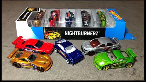 Hot Wheels 2018 Nightburnerz 5 Pack Review And Race Youtube