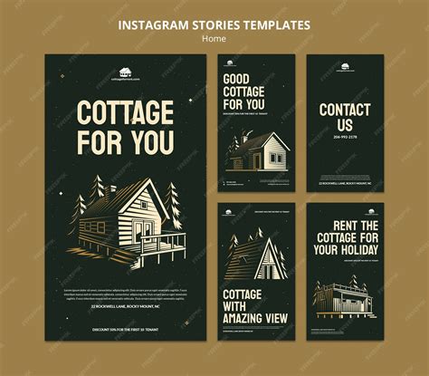 Premium PSD | Vacation cottage rent instagram stories collection