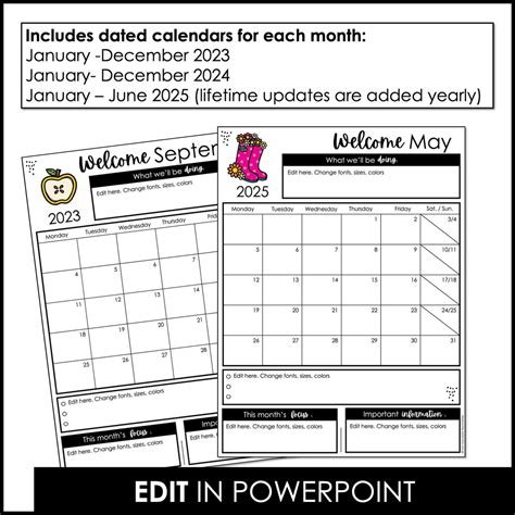 Monthly Calendar Template Pages - Editable in PowerPoint – Hot Chocolate Teachables