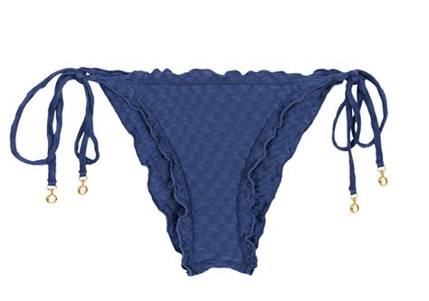 Blau Texturierte Scrunch Bikinihose Bottom Kiwanda Denim Frufru Bikini Brasil Shop