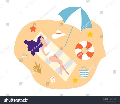 Girl On Beach Bikini Summer Time Stock Vector Royalty Free Shutterstock