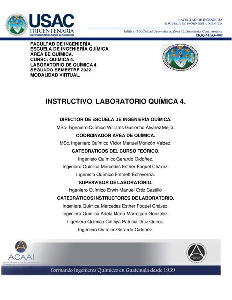 Instructivo Practicas A Realizar En El Laboratorio De Quimica