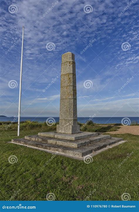 american war memorial   slapton sands beach  devon  england
