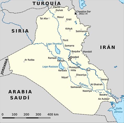 Mapa de Irak datos interesantes e información sobre el país