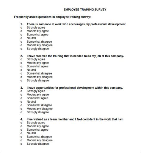 Training Survey Questions Template Surveys For Money Australia