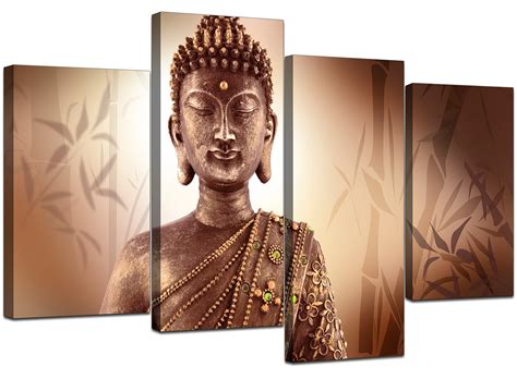 Canvas Wall Art Of Buddha In Brown For Your Hallway