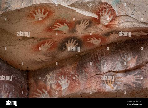 Prehistoric Hand Paintings At The Cave Of Hands Spanish Cueva De Las