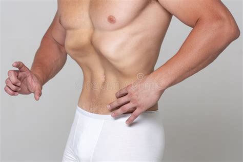 Man Slim Stomach Naked Male Torso Fitness And Healthy Lifestyle Males Underwear Stock Photo
