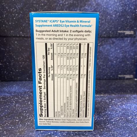 Systane Icaps Eye Vitamin Mineral Supplement Areds Softgels