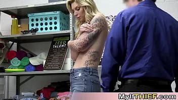 Long Legged Blonde Biker MILF Caught Shoplifting And Now She Is Offering Her Tight Pussy