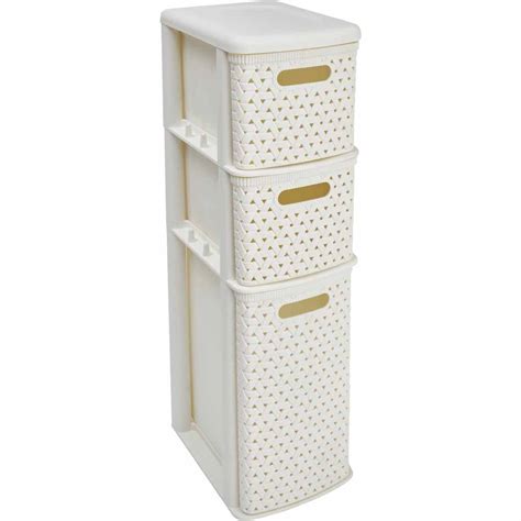 Wilko White Decorative Slimline 3 Drawer Storage Unit Wilko