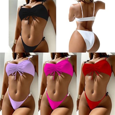 Hot Sexy Cheeky Two Pieces Bathing Suit Thong Bikinis For Women Brazilian Micro Beach Swim Wear