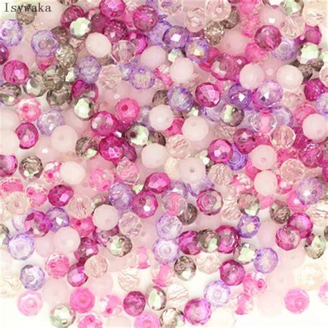 Isywaka Pink Multicolor Mm Pcs Rondelle Austria Faceted Crystal