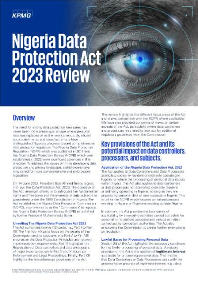 Nigeria Data Protection Act 2023 Review Kpmg Nigeria