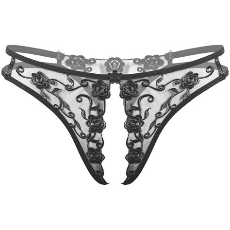 Us Women See Through Lingerie Set Open Cups Bra Top Low Rise Briefs Underwear Ebay