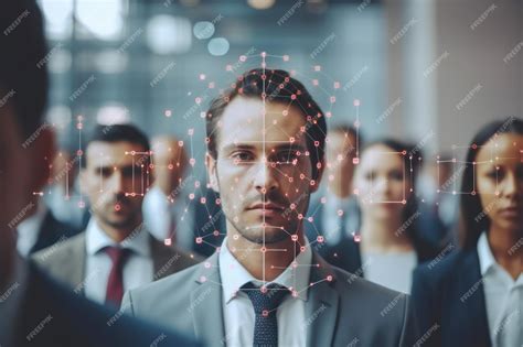 Premium Photo Facial Recognition Technology Business Man Face