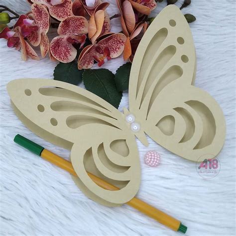 Borboletas Para Decoracao Dupla Fechada Ana 20cm Marrom Nude