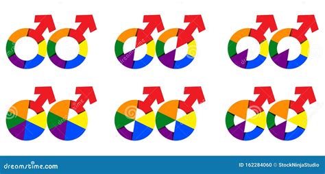 Gay Symbol Collection In Rainbow Color Illustration Vector Rainbow Homosexual Gender Sign Stock