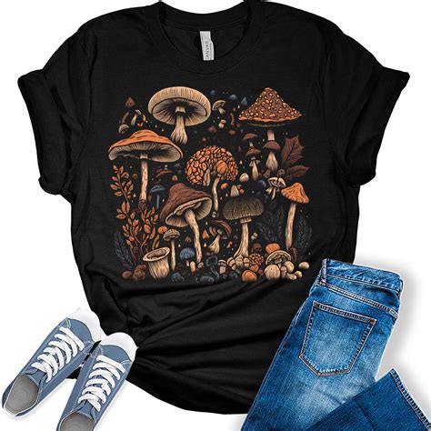 Mushroom Shirt Womens Cottagecore Shirts Cute Mushroom Clothes Graphic Gyftwear