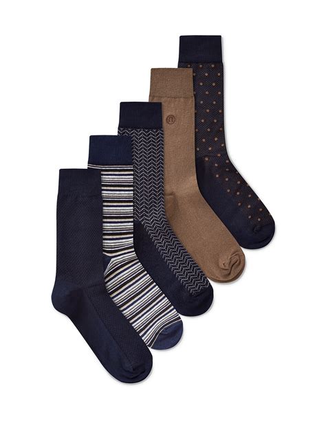 Buy Next Men Navy Blue & Brown Pack Of 5 Patterned Socks - Socks for ...