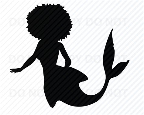 Afro Mermaid SVG Black Woman Mermaid Silhouette Clip Art Etsy