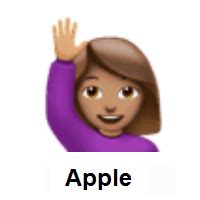 Meaning Of Woman Raising Hand Medium Skin Tone Emoji With Images