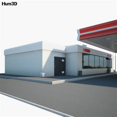 Lukoil Gas Station 001 3d Model Download Commercial Building On