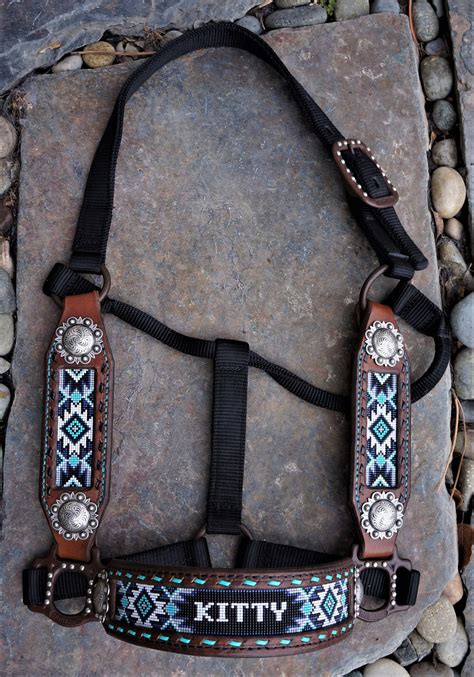 Custompersonalized Leather Beaded Horse Halter Deluxe Etsy