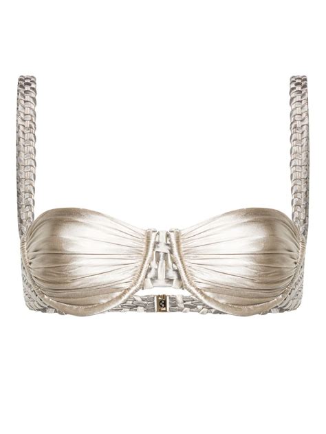 ISA BOULDER Sideweave Reversible Bikini Top Silver Editorialist