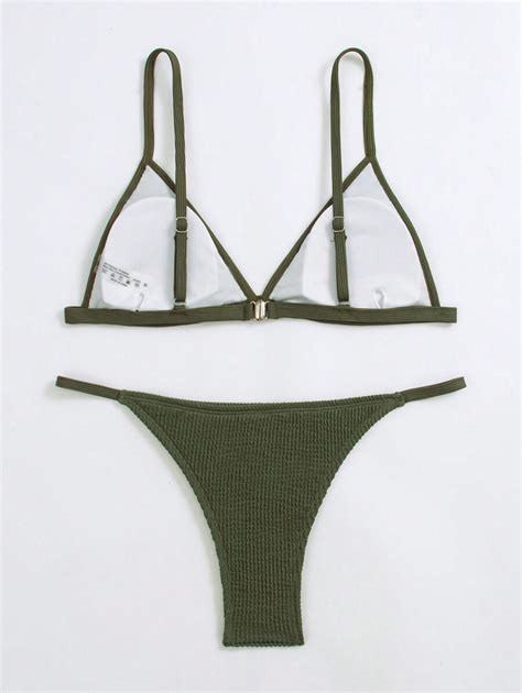 SHEIN Swim Bañador bikini con tanga triángulo unicolor Moda de Mujer