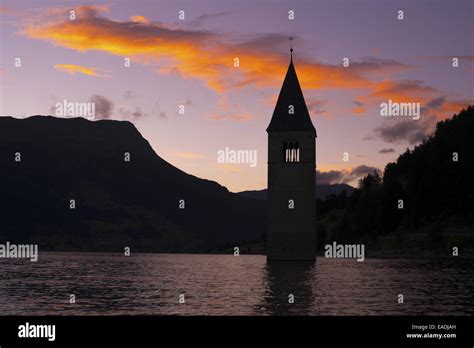 Bell Tower in Lagio di Resia, Reschensee, South Tyrol, Italy, Lagio di Resia Stock Photo - Alamy