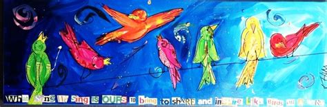 Birds On A Wire Original Acrylic Painting By Kay Hilde
