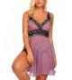 Plus Size Womens V Neck Babydoll Strap Lingerie Lace Chemise Teddy Outfits Purple C Uunmlz