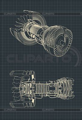 Turbofan Jet Engine blueprint | Stock Vector Graphics | CLIPARTO